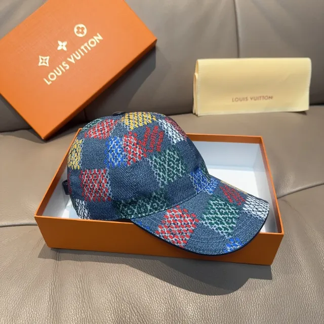 Louis Vuitton boné de beisebol de denim tecido multicolores 8
