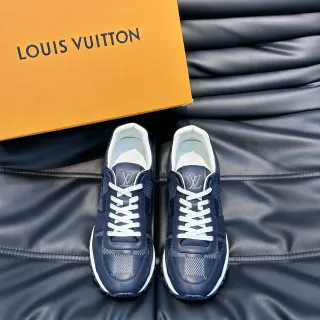 Louis Vuitton Navy White Cuero-Malla Híbrida Detalle Monograma-Lengüeta Zapatillas Lifestyle
