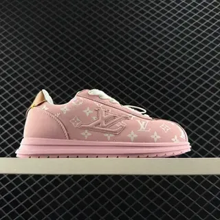 Louis Vuitton Nigo x LV Forrest Gump Zapatillas lifestyle de bajo rosa blanco con impresión de monograma en la parte superior