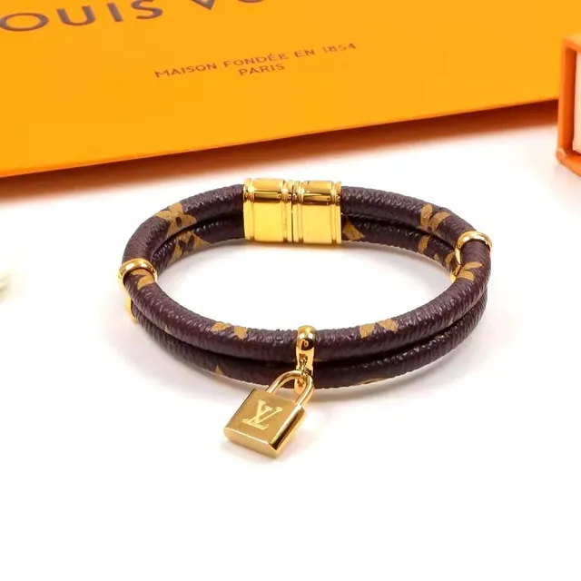 Louis Vuitton Padlock Triple-Wrap Monogram Leather Bracelet 4