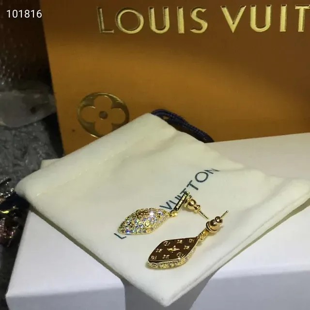 Louis Vuitton Pavé Crystal Monogram Diamond Drop Earrings 3