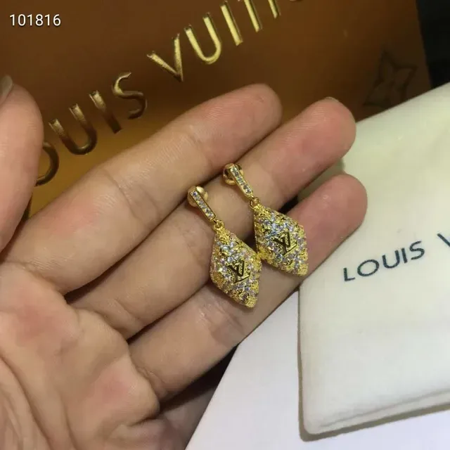 Louis Vuitton Pavé Crystal Monogram Diamond Drop Earrings 4