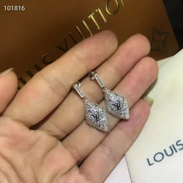 Louis Vuitton Pavé Crystal Monogram Diamond Drop Earrings 5
