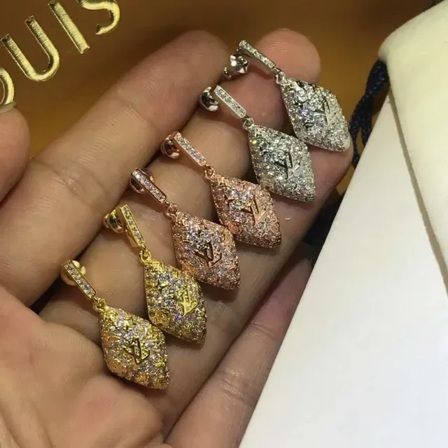 Louis Vuitton Pavé Crystal Monogram Diamond Drop Earrings 6