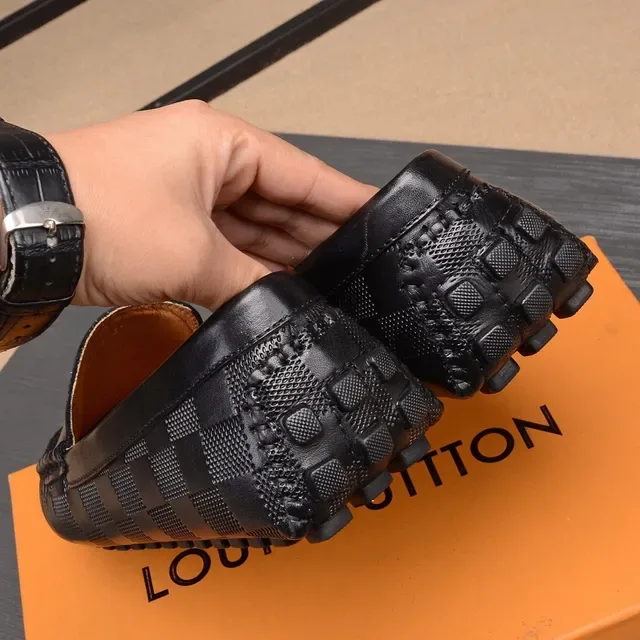 Louis Vuitton Penny Loafer काला बेज बुनकर चेकरबोर्ड लेदर स्ट्रैप लोफर 8