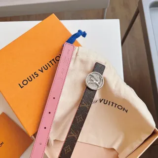 Louis Vuitton Pink Brown Monogram Canvas Pave Crystal Buckle Leather Belt