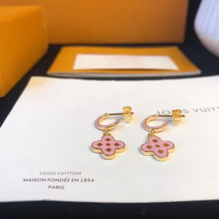 Louis Vuitton Pink Gold Metal Enamel Earrings