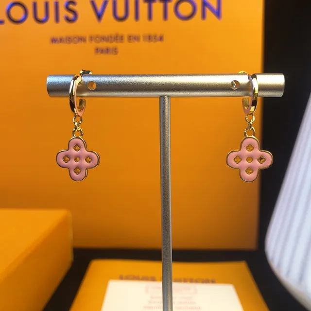 Louis Vuitton Pink Gold Metal Enamel Earrings 2