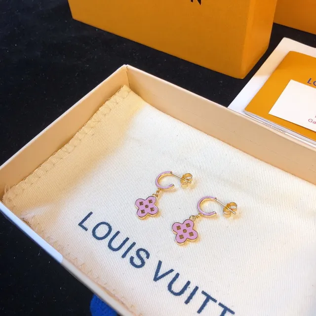 Louis Vuitton Pink Gold Metal Enamel Earrings 8