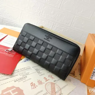 Louis Vuitton Quilted Diamond Texture Black Long Wallet