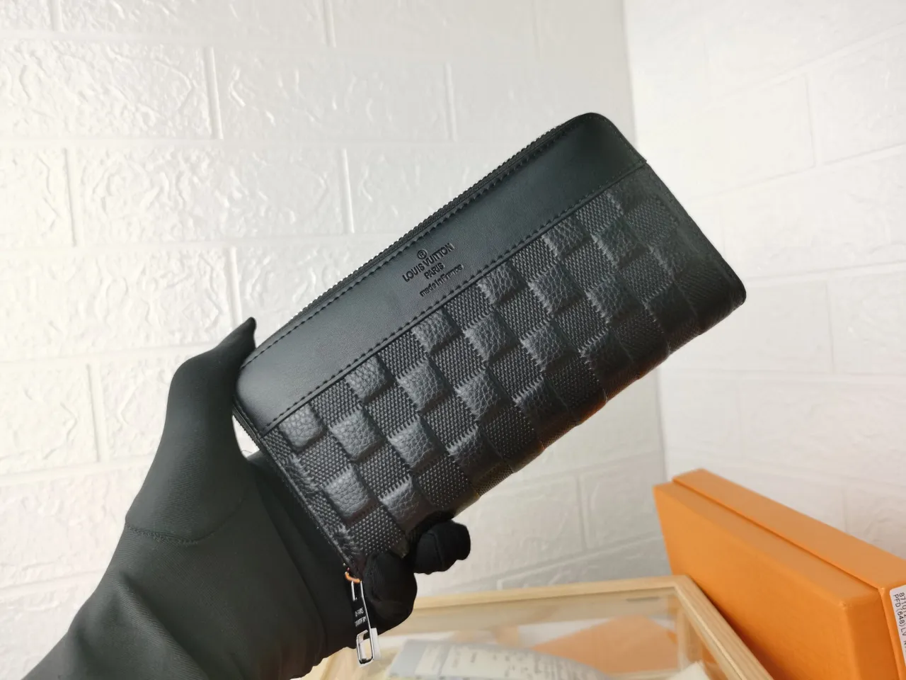 Louis Vuitton Quilted Diamond Texture Black Long Wallet 6