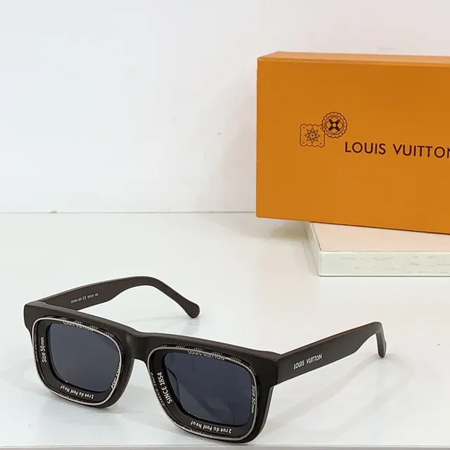 Louis Vuitton Rectangular Double-Rim Black Sunglasses 2