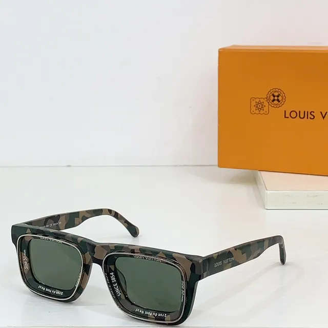 Louis Vuitton Rectangular Double-Rim Black Sunglasses 8