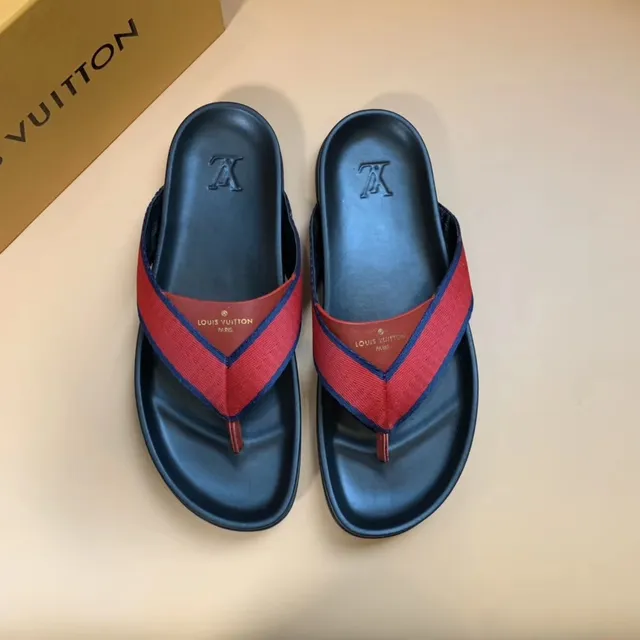 Louis Vuitton Red and Navy Woven Thong Slippers 2