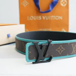 Louis Vuitton Reversible Belt Brown Blue Monogram Canvas Leather Belt