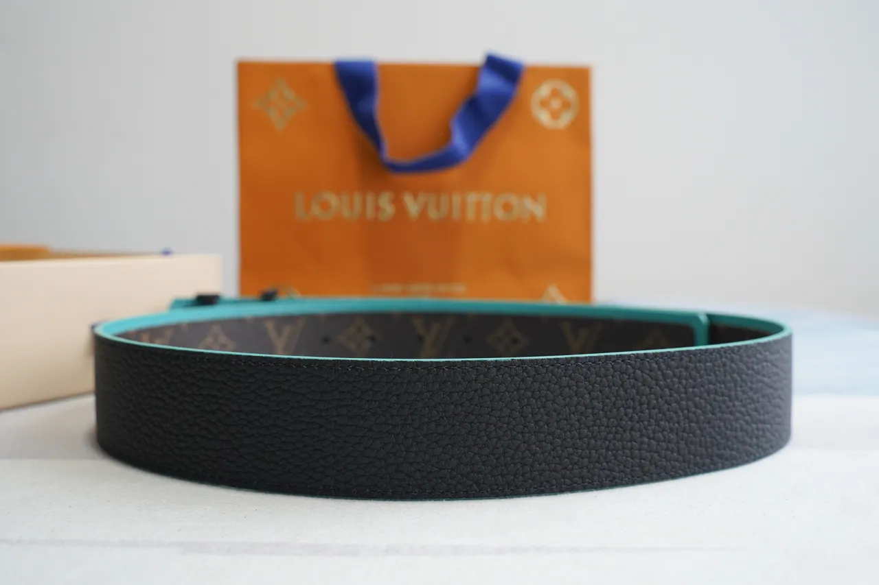 Louis Vuitton حزام قابل التقلب بني أزرق مونوغرام قماش جلد حزام 7