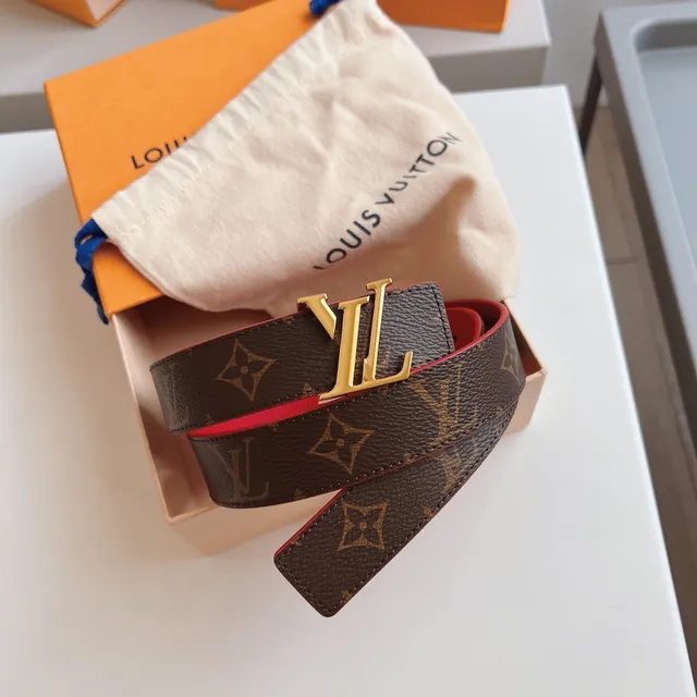 Louis Vuitton Reversible Belt Red Brown Monogram Canvas Leather Belt 2