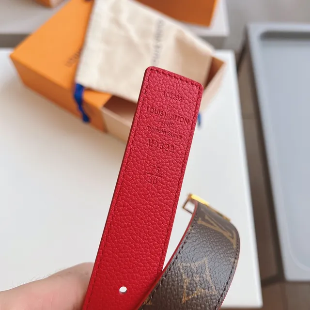 Louis Vuitton Reversible Belt Red Brown Monogram Canvas Leather Belt 3