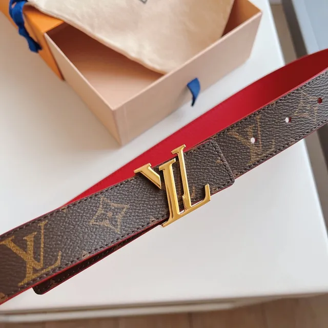 Louis Vuitton Reversible Belt Red Brown Monogram Canvas Leather Belt 7