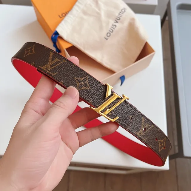 Louis Vuitton Reversible Belt Red Brown Monogram Canvas Leather Belt 8