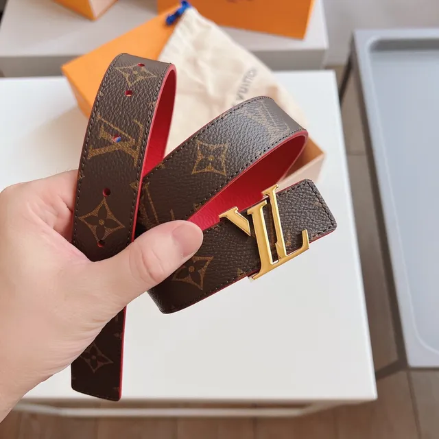 Louis Vuitton Reversible Belt Red Brown Monogram Canvas Leather Belt 9