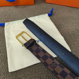 Louis Vuitton Reversible Damier Ebène and Navy Leather Belt