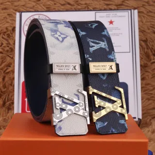 Louis Vuitton Reversible Monogram Belt Blue White Leather Belt