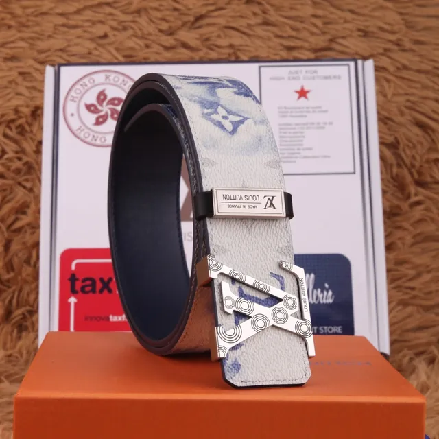 Louis Vuitton Reversible Monogram Belt Blue White Leather Belt 2