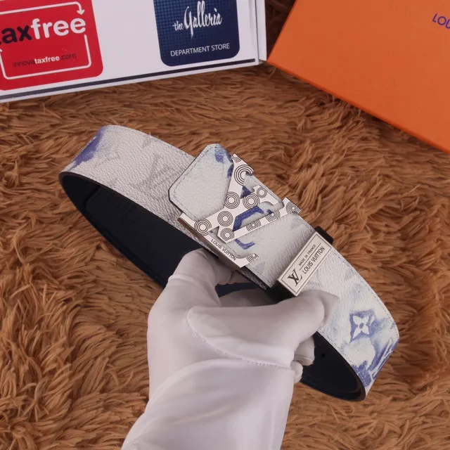 Louis Vuitton Reversible Monogram Belt Blue White Leather Belt 3