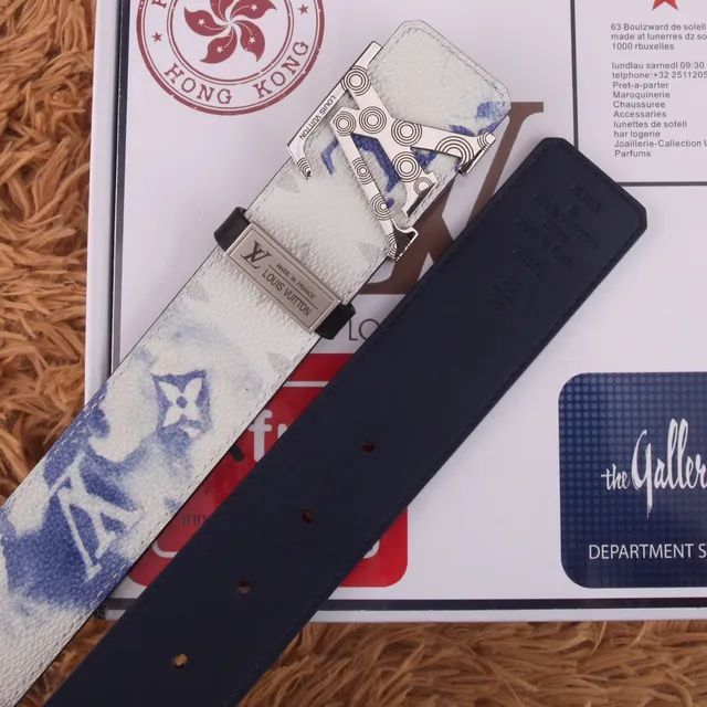 Louis Vuitton Reversible Monogram Belt Blue White Leather Belt 4