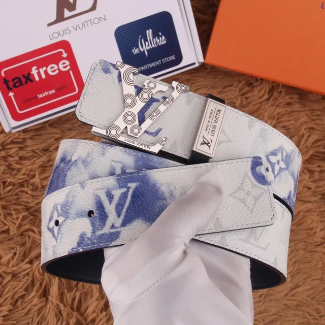 Louis Vuitton Reversible Monogram Belt Blue White Leather Belt 5