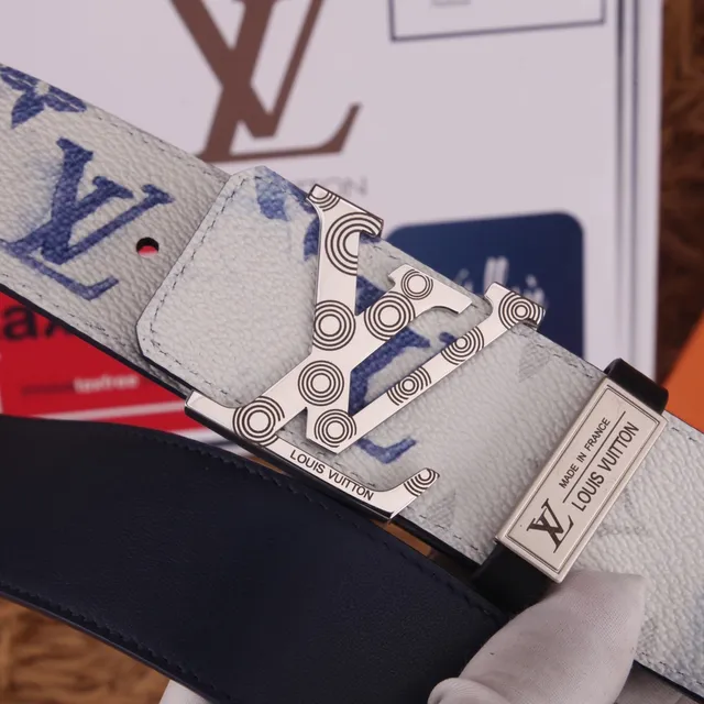 Louis Vuitton Reversible Monogram Belt Blue White Leather Belt 6