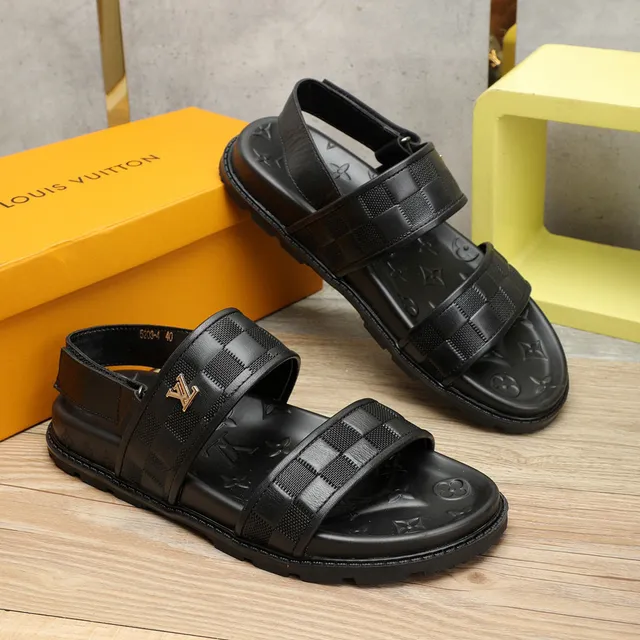 Louis Vuitton Run Away Noir Monogram Embossed Sandales Casual 6