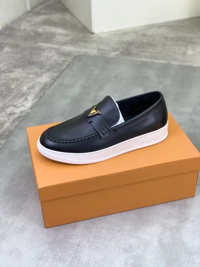 Louis Vuitton Run Away noir blanc cuir semelle plateforme mocassin 4