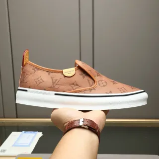 Louis Vuitton Run Away Brown White Monogram Canvas Slip-On Lifestyle Sneakers