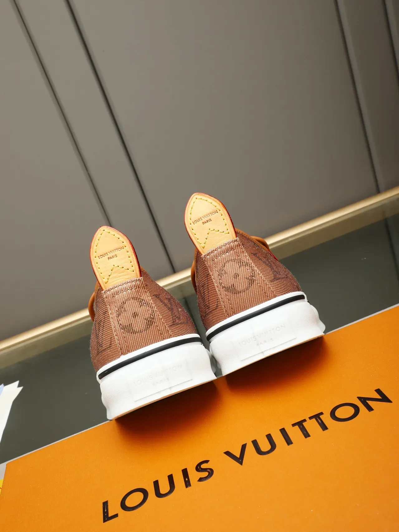 Louis Vuitton Run Away Brown White Monogram Canvas Slip-On Lifestyle Sneakers 3