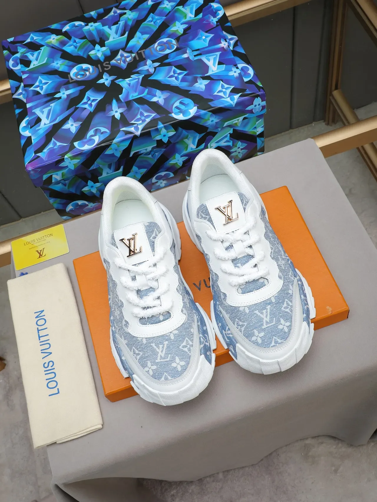 Louis Vuitton Run Away Denim Monogram Chunky Sneakers 2