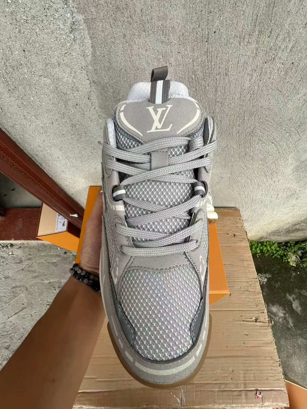 Louis Vuitton Run Away Gray Mesh-Suede Chunky Sneakers 3