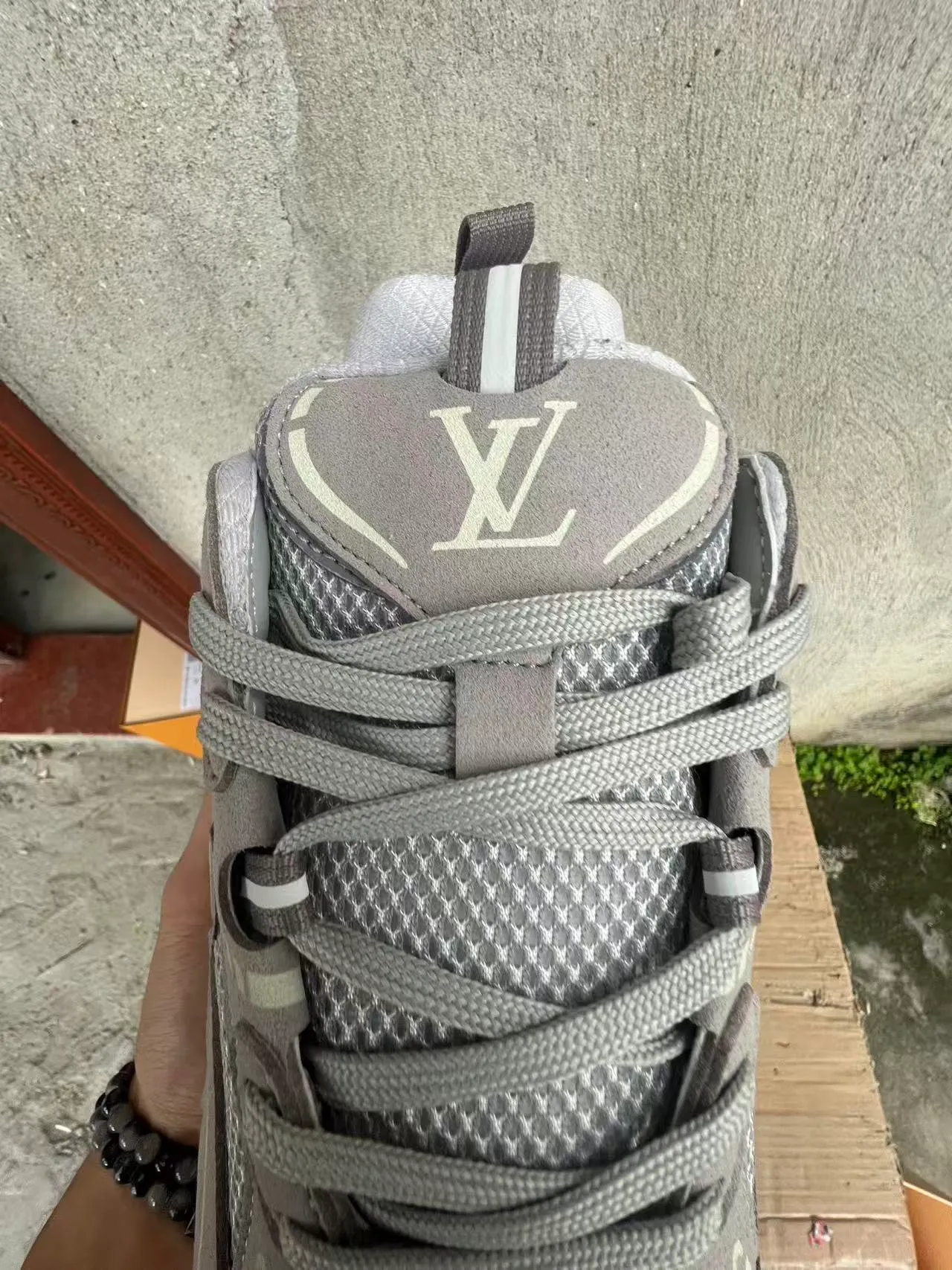 Louis Vuitton Run Away Gray Mesh-Suede Chunky Sneakers 4