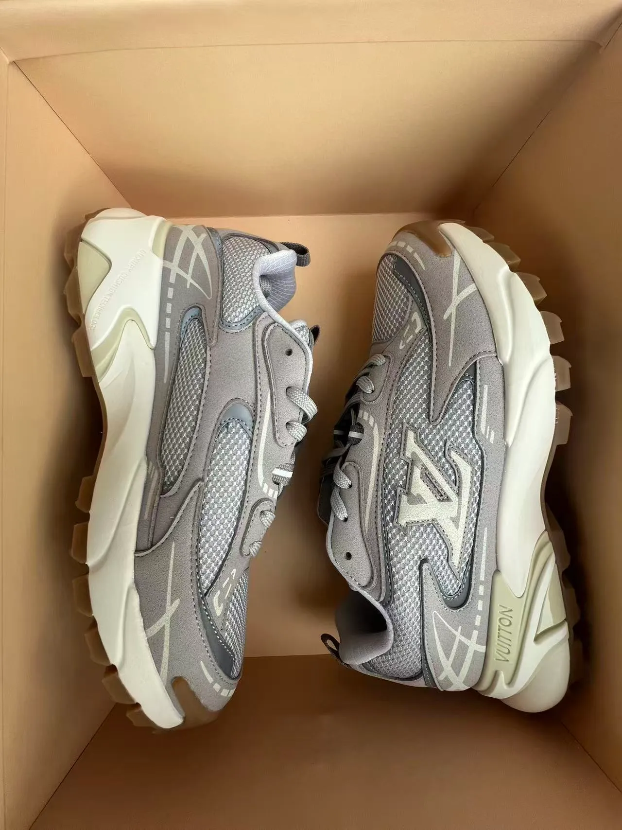Louis Vuitton Run Away Gray Mesh-Suede Chunky Sneakers 10