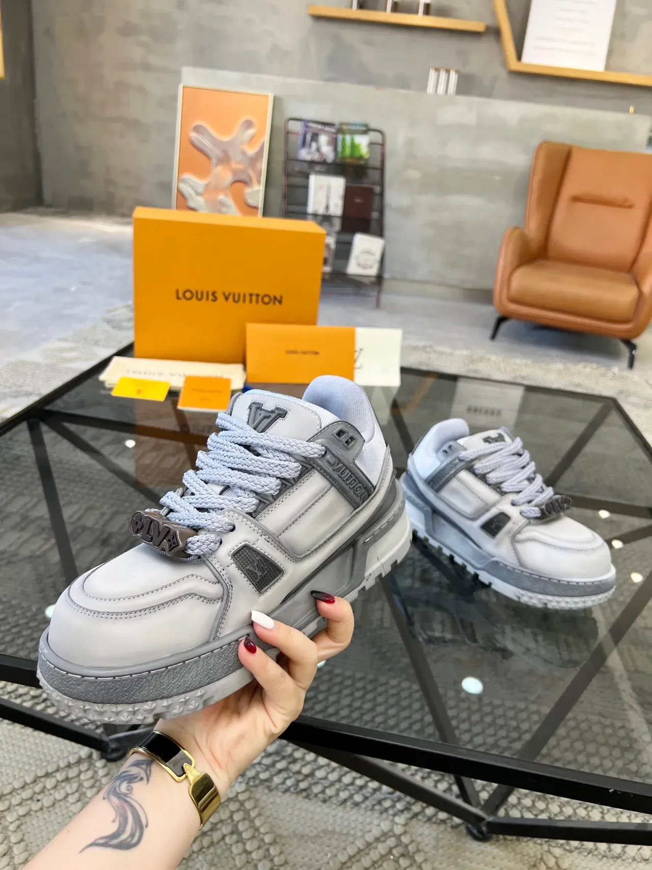 Louis Vuitton Run Away Light Gray Lifestyle Sneakers 4