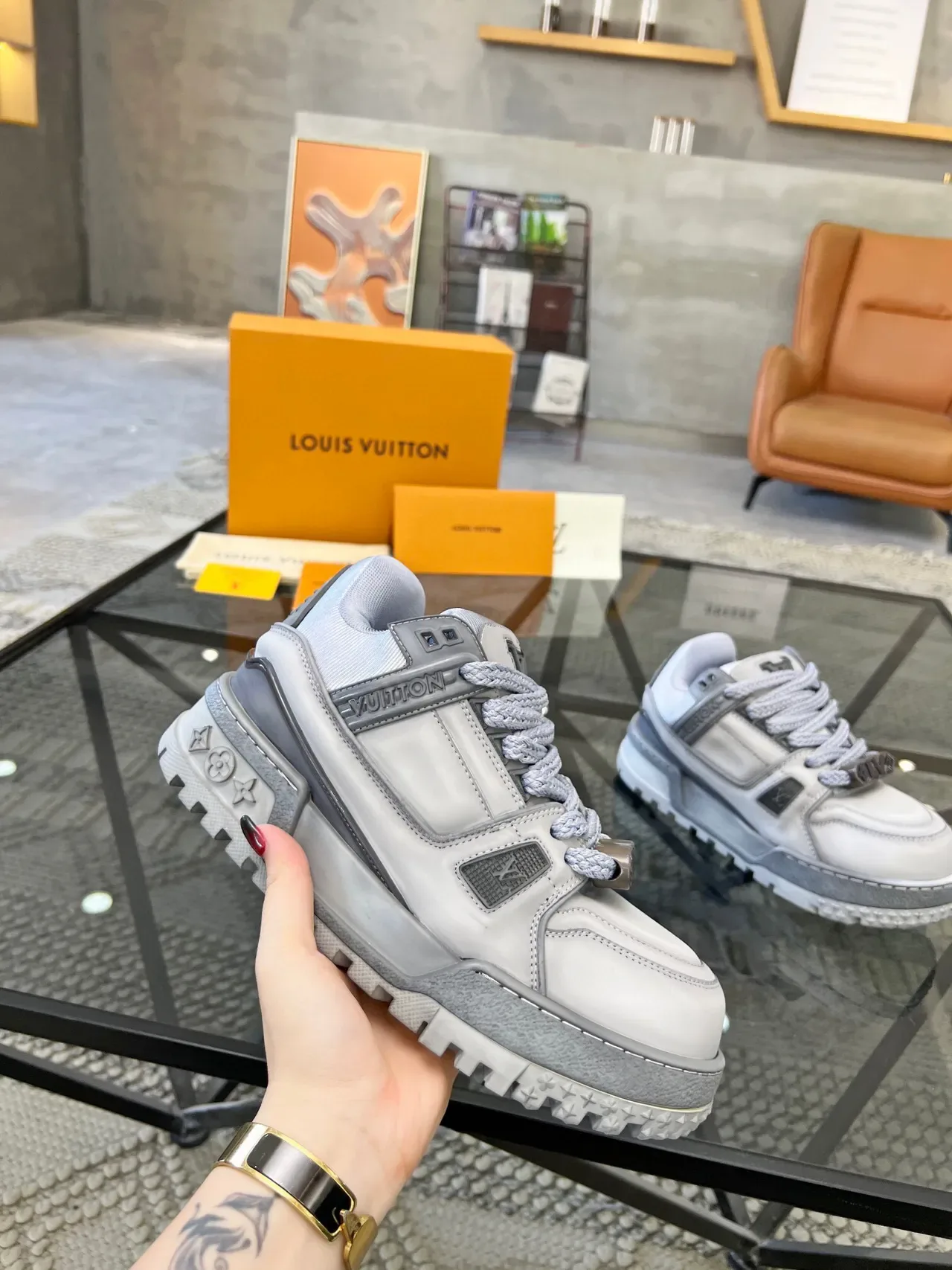 Louis Vuitton Run Away Light Gray Lifestyle Sneakers 5