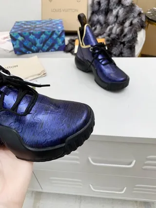 Louis Vuitton Run Away Metallic Blue Gold-Trimmed Chunky Sneakers 7