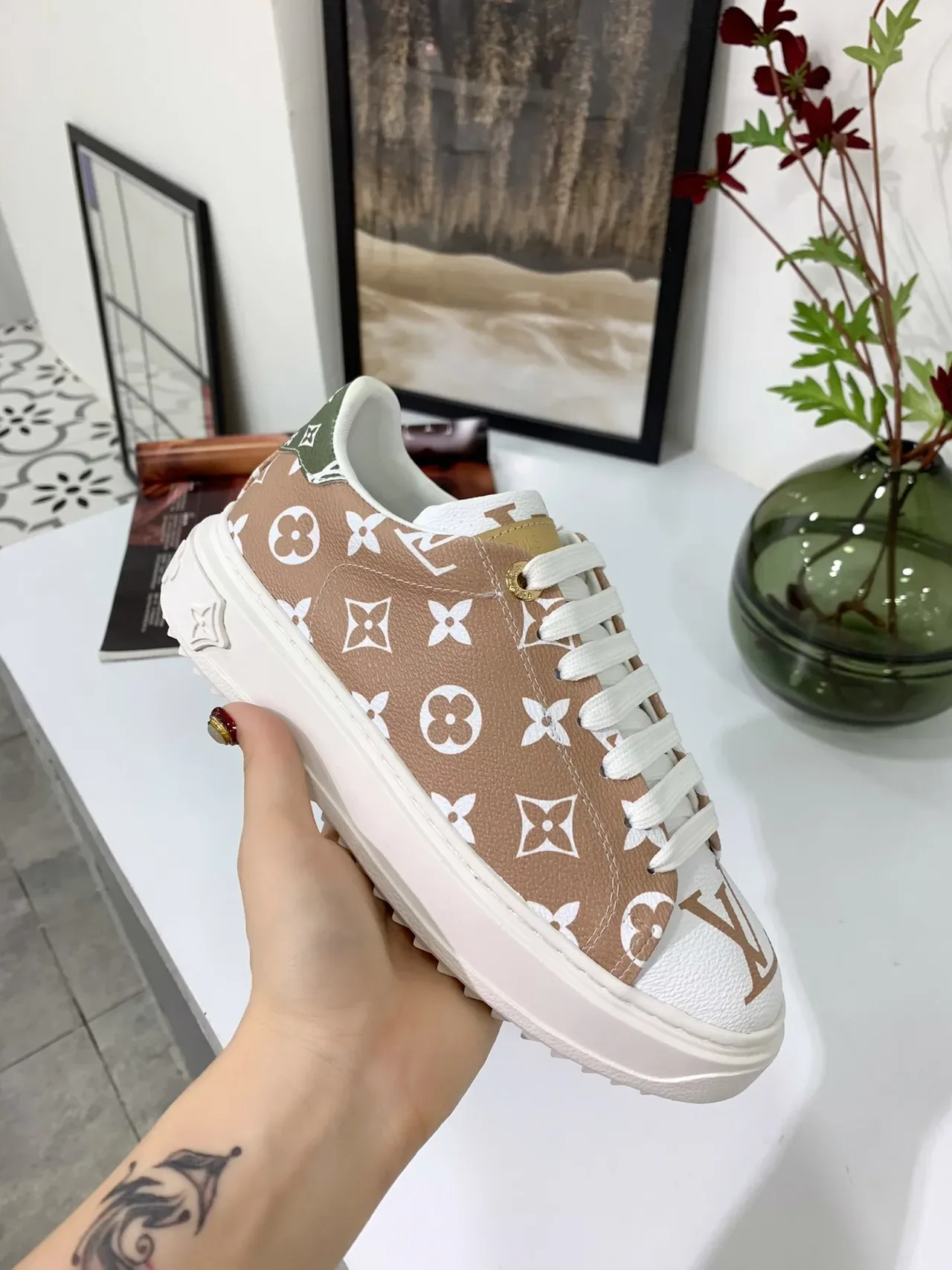 Louis Vuitton Run Away Monogram Brown and White Lifestyle Sneakers 2