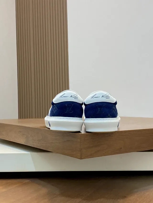 Louis Vuitton Run Away Navy White Slip-On Monogram-Printed Lifestyle Sneakers 3