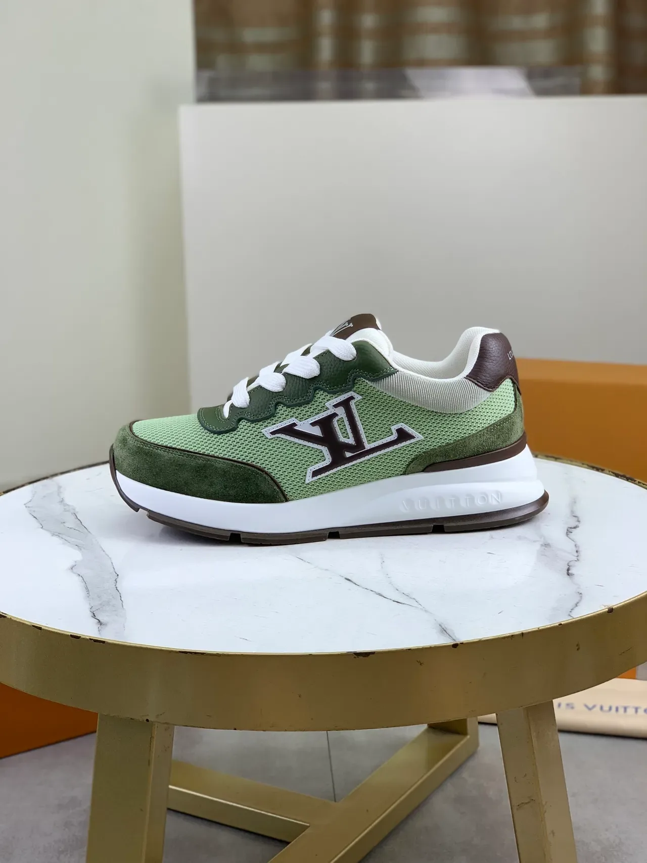 Louis Vuitton Run Away Olive Green Mesh and Suede Lifestyle Sneakers 5