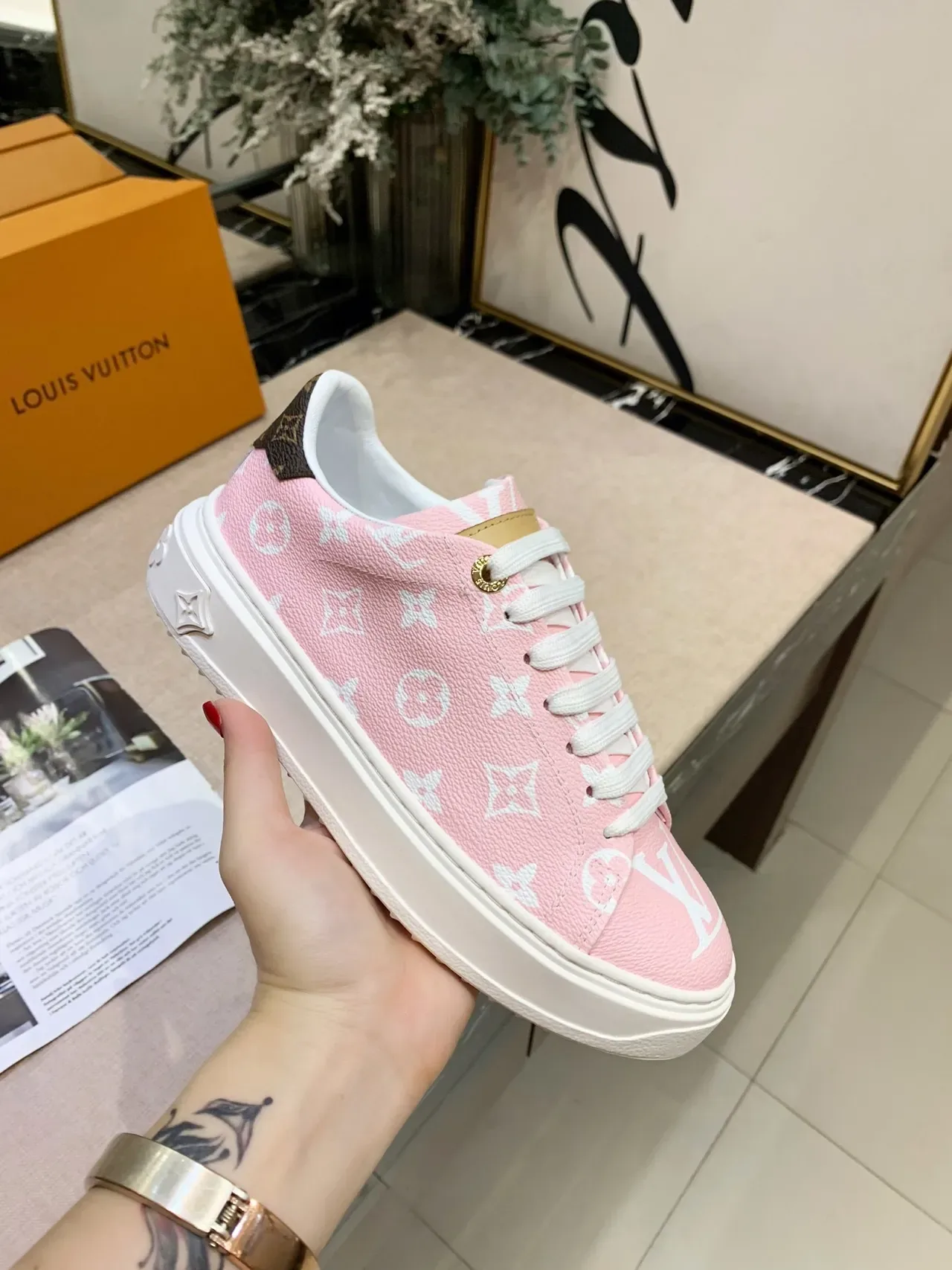 Louis Vuitton Run Away Pink Monogram Platform Lifestyle Sneakers 2