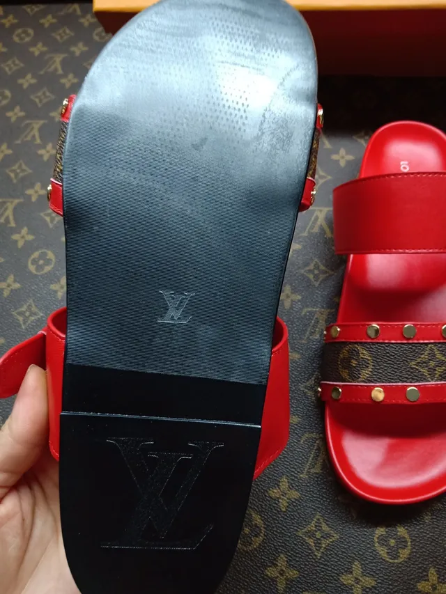 Louis Vuitton Run Away Red Monogram Stud Slide Slippers 3