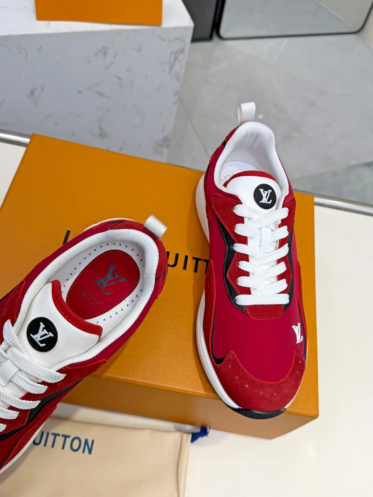 Louis Vuitton Run Away Red Suede Lifestyle Sneakers 2