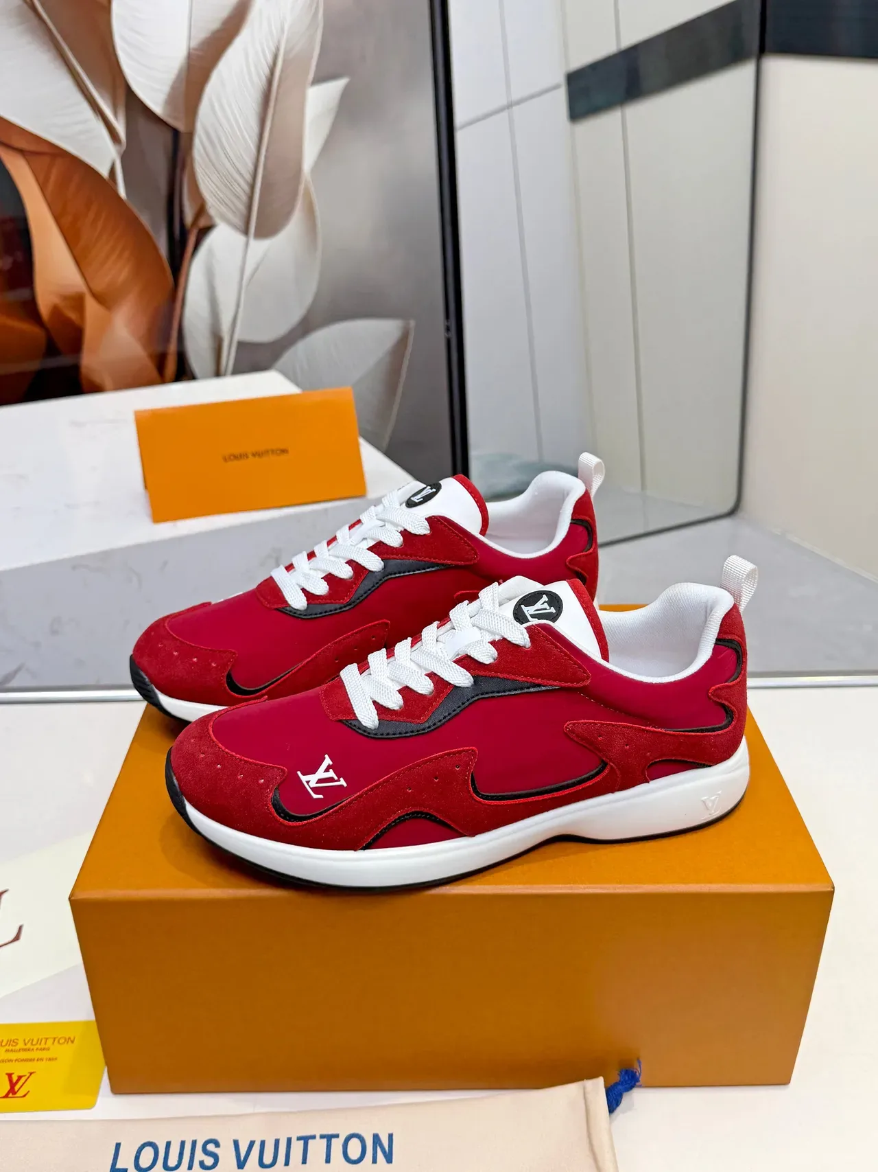 Louis Vuitton Run Away Red Suede Lifestyle Sneakers 4